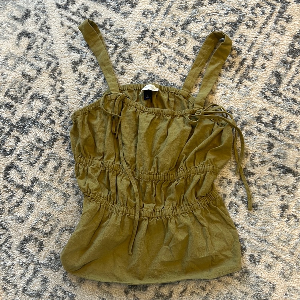 Olive green ruffled tank